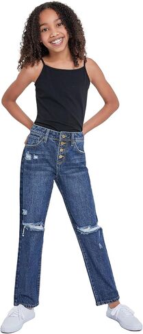 YMI Girls Selena Dream Button Fly Straight Leg Hybrid Jeans in Saudi Arabia