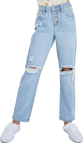 YMI Girls Selena Dream Button Fly Straight Leg Hybrid Jeans in Saudi Arabia