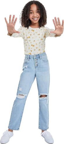 YMI Girls Selena Dream Button Fly Straight Leg Hybrid Jeans in Saudi Arabia