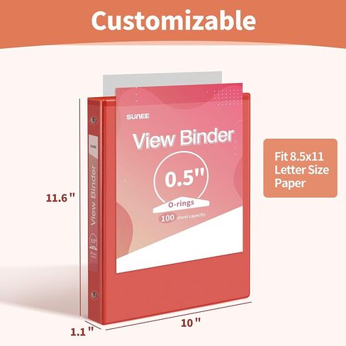 SUNEE 3 Ring Binder 1 Inch 6 Pack, Clear View Binder Three Ring PVC-Free (Fit 8.5x11 Inches) for School Binder or Office Binder Supplies, White Binder in Kuwait