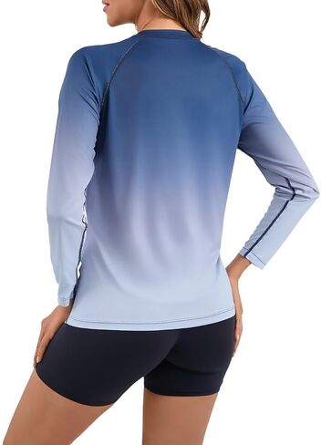 قمصان Rash Guard للنساء بعامل حماية من الأشعة فوق البنفسجية 50+ بأكمام طويلة، قمصان للسباحة وخفيفة الوزن in Kuwait