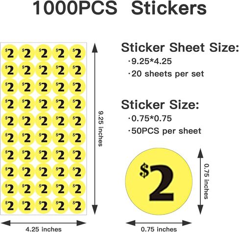 1000 pcs 50 Cent Color-Coded Price Stickers for Garage Sale and Flea Market, 3/4" Diameter - Bold Fonts, Clear Visibility, High Visibility, Easy Organization in Kuwait