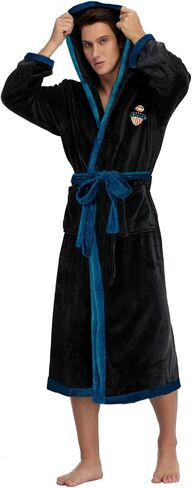 RONGTAI Hooded Mens Plush Long Robe Soft and Warm Full Length Fleece Bathrobe for Home Leisure in Saudi Arabia