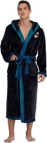 RONGTAI Hooded Mens Plush Long Robe Soft and Warm Full Length Fleece Bathrobe for Home Leisure in Saudi Arabia