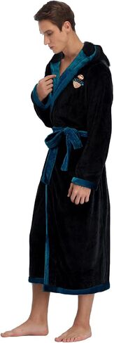 RONGTAI Hooded Mens Plush Long Robe Soft and Warm Full Length Fleece Bathrobe for Home Leisure in Saudi Arabia