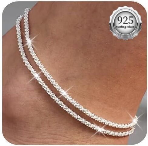 Sterling Silver Ankle Bracelets for Women,Gold Dainty Layered Waterproof Anklet for Women Adjustable, Womens Anklet Set Stackable Plus Size in Saudi Arabia