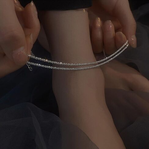 Sterling Silver Ankle Bracelets for Women,Gold Dainty Layered Waterproof Anklet for Women Adjustable, Womens Anklet Set Stackable Plus Size in Saudi Arabia