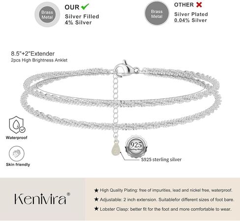Sterling Silver Ankle Bracelets for Women,Gold Dainty Layered Waterproof Anklet for Women Adjustable, Womens Anklet Set Stackable Plus Size in Saudi Arabia
