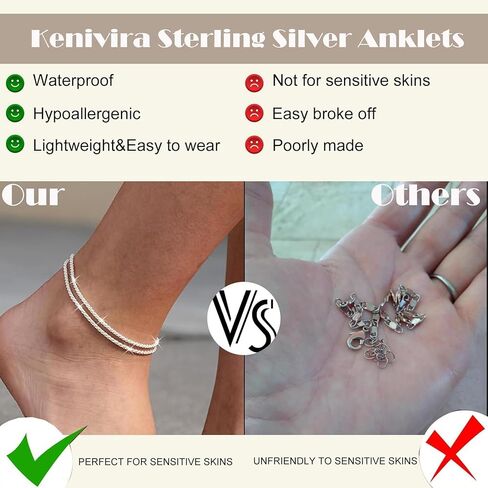 Sterling Silver Ankle Bracelets for Women,Gold Dainty Layered Waterproof Anklet for Women Adjustable, Womens Anklet Set Stackable Plus Size in Saudi Arabia