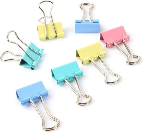 Coideal Metal Binder Paper Clips - 48 Pcs 1 Inch Medium Bull Clip Clamps Colored for Office Photo File (Multicolored, 25mm) in Kuwait