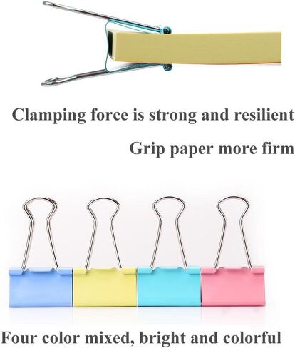 Coideal Metal Binder Paper Clips - 48 Pcs 1 Inch Medium Bull Clip Clamps Colored for Office Photo File (Multicolored, 25mm) in Kuwait