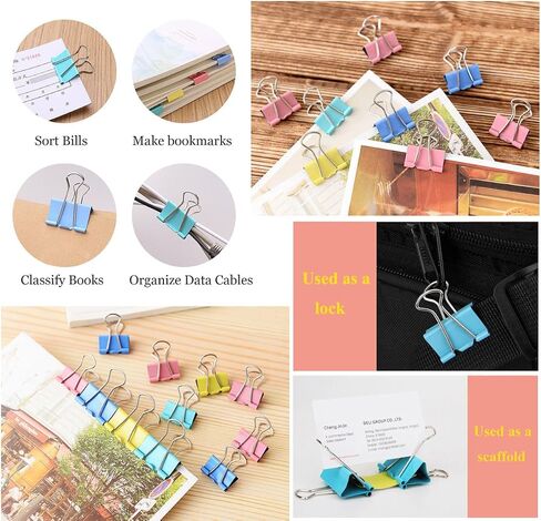 Coideal Metal Binder Paper Clips - 48 Pcs 1 Inch Medium Bull Clip Clamps Colored for Office Photo File (Multicolored, 25mm) in Kuwait