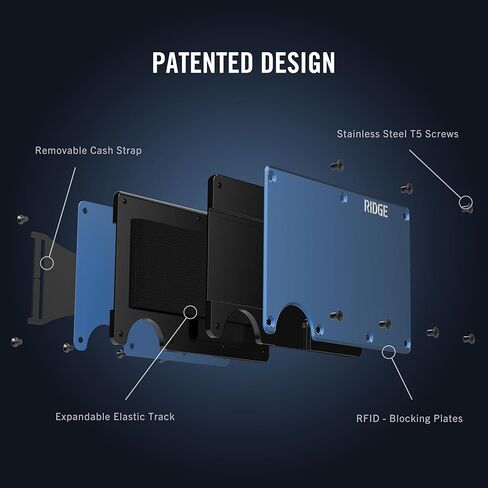 محفظة Ridge EDC Bundle باللون الكحلي بحزام للنقود للرجال + مجموعة حافظة Airtag - محفظة آمنة ومحمية بتقنية RFID مع حامل بطاقة هوائية وحزام للنقود in Kuwait