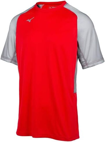 قميص بيسبول Mizuno Youth Aerolite Crew، أحمر-رمادي، صغير in Saudi Arabia