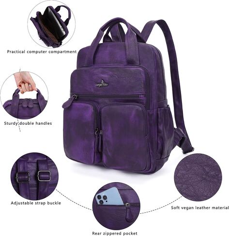 Angel Kiss Backpack Purse for Women Soft Washed Leather Multi Pocket Casual Travel Backpacks… in Saudi Arabia