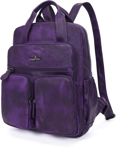 Angel Kiss Backpack Purse for Women Soft Washed Leather Multi Pocket Casual Travel Backpacks… in Saudi Arabia