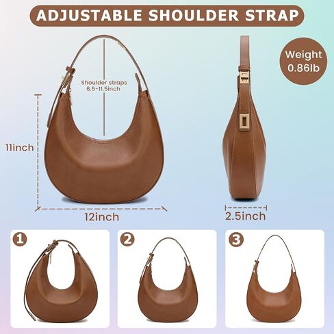 Shoulder Handbags 3 Ways Adjust Strap Shoulder Bag for Women Waterproof Leather Zip Closure Clutche Purses Hobo Bags in Saudi Arabia