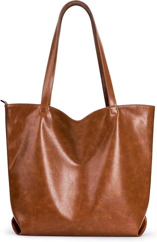 WLLWOO WLLWOO Soft PU Leather Tote Bag for Women Large Casual Hobo Handbags with Zipper Shoulder Work Bag Travel Purse in Saudi Arabia