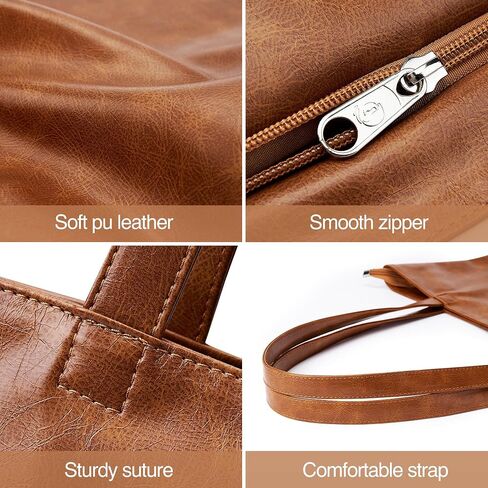 WLLWOO WLLWOO Soft PU Leather Tote Bag for Women Large Casual Hobo Handbags with Zipper Shoulder Work Bag Travel Purse in Saudi Arabia