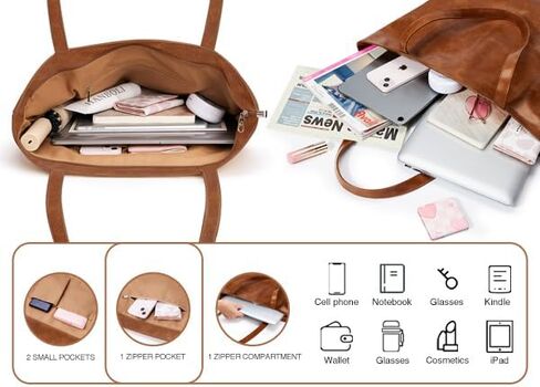 WLLWOO WLLWOO Soft PU Leather Tote Bag for Women Large Casual Hobo Handbags with Zipper Shoulder Work Bag Travel Purse in Saudi Arabia