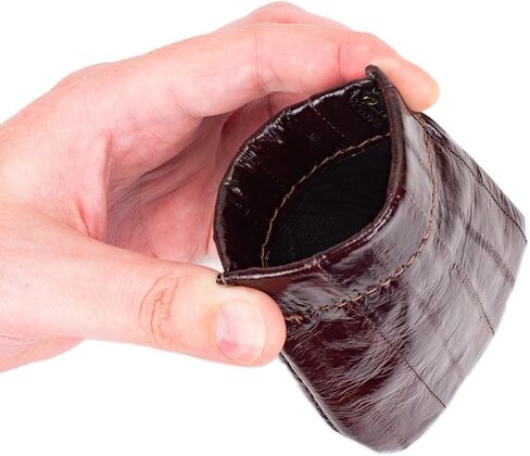 حقيبة عملات معدنية محملة بنابض من جلد ثعبان البحر الأصلي (كبيرة، سوداء) in Kuwait