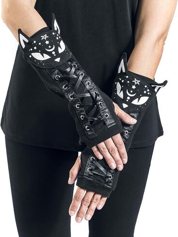 Dark Kitty Cat Arm Warmers Wicca Gothic Fingerless Gloves in Saudi Arabia