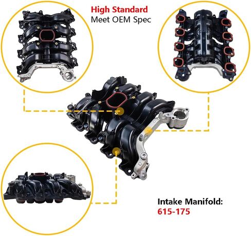 Upper Intake Manifold w/Gasket Thermostat Kit | Fit for Ford Crown Victoria Explorer Mustang, Mercury Grand Marquis Mountaineer Lincoln Town Car V8 4.6L | OE# 1L2Z9424FA 3W7Z9424AA 6W7Z9424AA 615-175 in Saudi Arabia