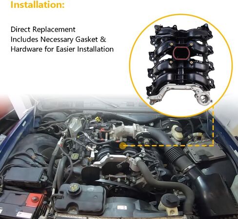 Upper Intake Manifold w/Gasket Thermostat Kit | Fit for Ford Crown Victoria Explorer Mustang, Mercury Grand Marquis Mountaineer Lincoln Town Car V8 4.6L | OE# 1L2Z9424FA 3W7Z9424AA 6W7Z9424AA 615-175 in Saudi Arabia