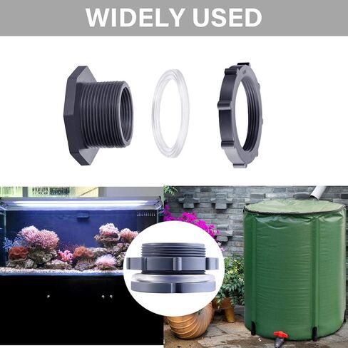 قطعتان من تركيبات الحاجز PVC 1 بوصة / 1.5 بوصة موصل الأنابيب البلاستيكية لبرميل المطر حوض السمك حاجز خزان الحاجز حوض السمك (1 بوصة) in Kuwait