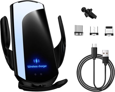 Wireless Car Charger Mount, 15W Automotive Electric Wireless Charger Holder, Car Air Vent Mount Bracket Fast Charging for Most Smartphone, Universal Car Accessories (Black) in Saudi Arabia