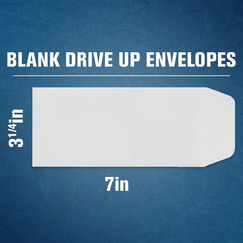 BankSupplies Drive-Up Envelopes | 3 ¼" W x 7" H | Blank | White | Latex Seal | Teller & Banking Envelope | Durable Material | Pack of 500 | Small Envelopes for Money in Saudi Arabia