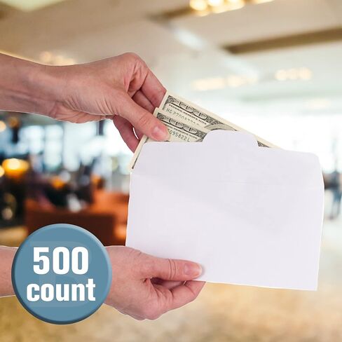 BankSupplies Drive-Up Envelopes | 3 ¼" W x 7" H | Blank | White | Latex Seal | Teller & Banking Envelope | Durable Material | Pack of 500 | Small Envelopes for Money in Saudi Arabia