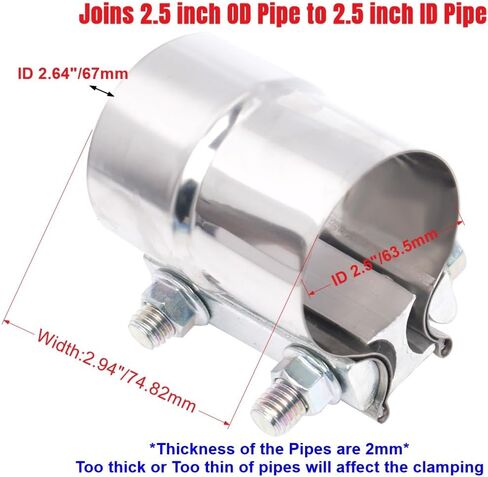2-1/2 Inch Exhaust Clamp, Lap Joint Band Clamp Stainless Steel for Clamping 2.5" OD to 2.5" ID Pipes in Saudi Arabia