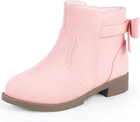 PANDANINJIA Girls Boots Toddler Kids Fashion Short Ankle Dress Bow Booties with Side Zipper Boots in Kuwait