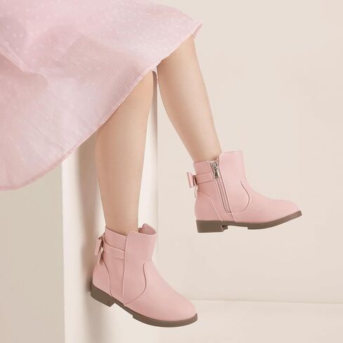 PANDANINJIA Girls Boots Toddler Kids Fashion Short Ankle Dress Bow Booties with Side Zipper Boots in Kuwait