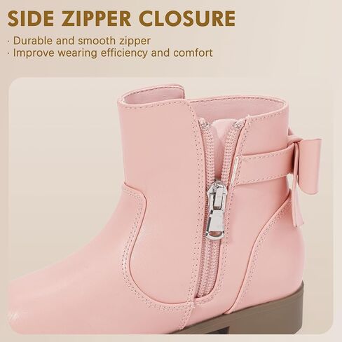 PANDANINJIA Girls Boots Toddler Kids Fashion Short Ankle Dress Bow Booties with Side Zipper Boots in Kuwait