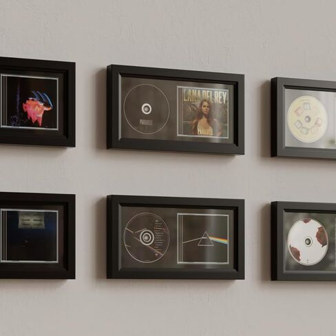 7.5"x14" CD Display Frame for CD Cases and Discs, Wooden Frame with Black Flocked Fabric, Signed CD Display Frame Case, Record Album Display Wall Mount, CD Music Frame, Home Decor in Kuwait