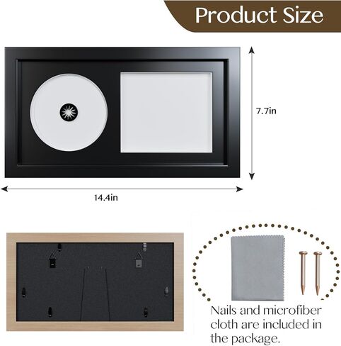7.5"x14" CD Display Frame for CD Cases and Discs, Wooden Frame with Black Flocked Fabric, Signed CD Display Frame Case, Record Album Display Wall Mount, CD Music Frame, Home Decor in Kuwait