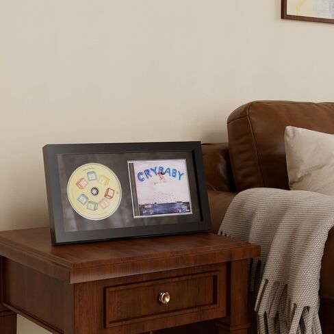 7.5"x14" CD Display Frame for CD Cases and Discs, Wooden Frame with Black Flocked Fabric, Signed CD Display Frame Case, Record Album Display Wall Mount, CD Music Frame, Home Decor in Kuwait
