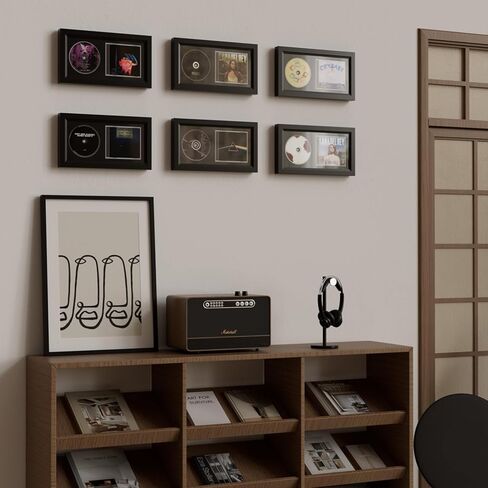 7.5"x14" CD Display Frame for CD Cases and Discs, Wooden Frame with Black Flocked Fabric, Signed CD Display Frame Case, Record Album Display Wall Mount, CD Music Frame, Home Decor in Kuwait