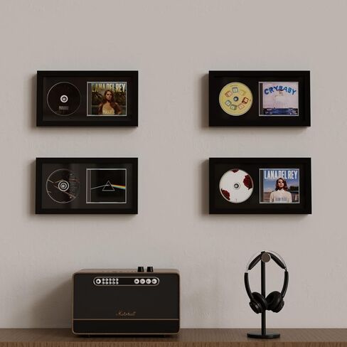 7.5"x14" CD Display Frame for CD Cases and Discs, Wooden Frame with Black Flocked Fabric, Signed CD Display Frame Case, Record Album Display Wall Mount, CD Music Frame, Home Decor in Kuwait