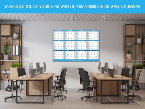 تقويم حائط 2025 مع شريط مزدوج الجوانب للتعليق على الحائط، كبير مصفح رطب وجاف (أزرق، مقاس 18 × 24) in Kuwait