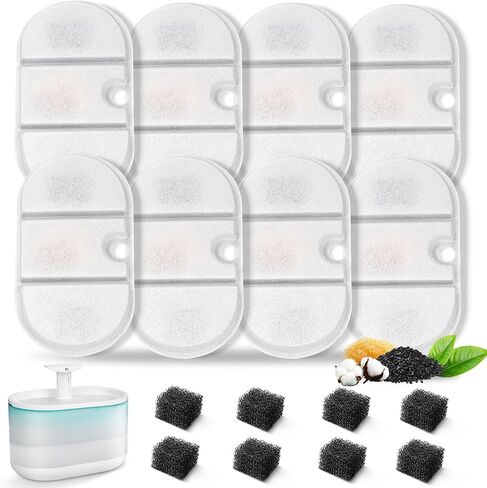 16 Packs Replacement Cat Water Fountain Filters Compatible with PETLIBRO Capsule Pet Water Fountain: PLWF002,71oz/2.1L Ultra Quiet-BPA-Free, Two Flow Modes Pet Water Dispenser in Saudi Arabia