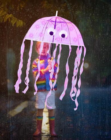 Halloween DIY Jellyfish Costume Set Including Clear Bubble Umbrella LED String Lights Ribbons Googly Eyes in Saudi Arabia