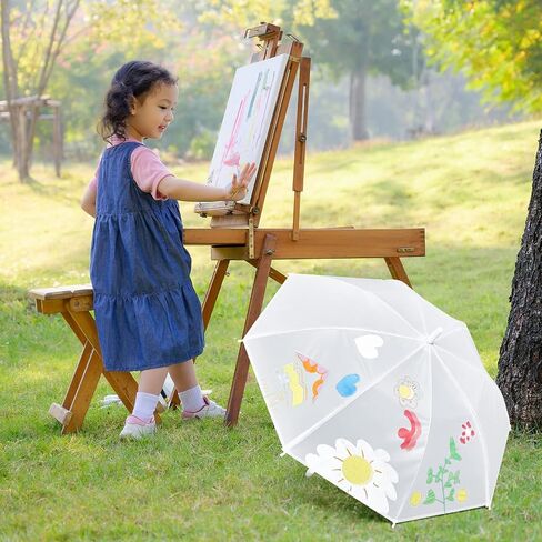 Fabbay 8 Pieces DIY White Umbrellas Stick Umbrellas with J Hook Handle White Umbrella for Kids Rain Umbrellas for Kids Umbrellas for Kids White Umbrella Windproof 24 Inches in Saudi Arabia