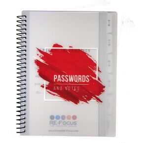 RE-FOCUS THE CREATIVE OFFICE, Password Keeper Small Mini Pink Camouflage with Alphabetical Tabs Spiral Binding Removable Sheets Journal Organizer Including Sections for Website, Address, Username, and
