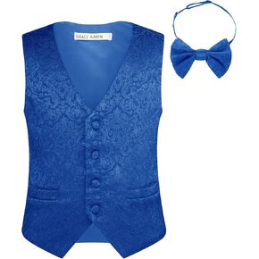 GRACE KARIN Boys Formal Suit Vest 4 Button 2 Piece Tuxedo Dress Vest with Bow Tie 5-12Y