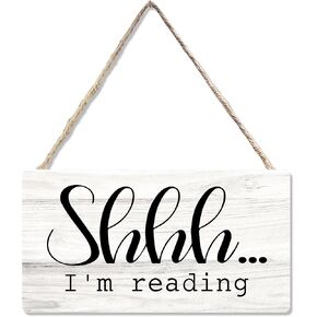علامة خشبية لزاوية القراءة في الفصل الدراسي، غرفة الأطفال للقراءة في ركن الحضانة، لافتة معلقة لتزيين الحائط، Shhh I'm Reading Book Lovers ديكور الباب 12 × 6 بوصة in Kuwait