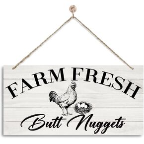 Kitchen Sign, Farmhouse Wall Decor, Decorative Wall Plaque, Chicken Coop Sign, Chicken Decor, Rustic Decoration for Hen House, Country Style Decor for Home Kitchen, Farm Fresh Eggs Sign