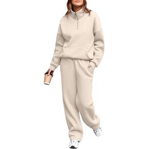Aleumdr Womens 2 Piece Outfits Matching Sweat Sets Sweatsuit Tracksuit Zip up Sweatshirt and Sweatpants Lounge Sets